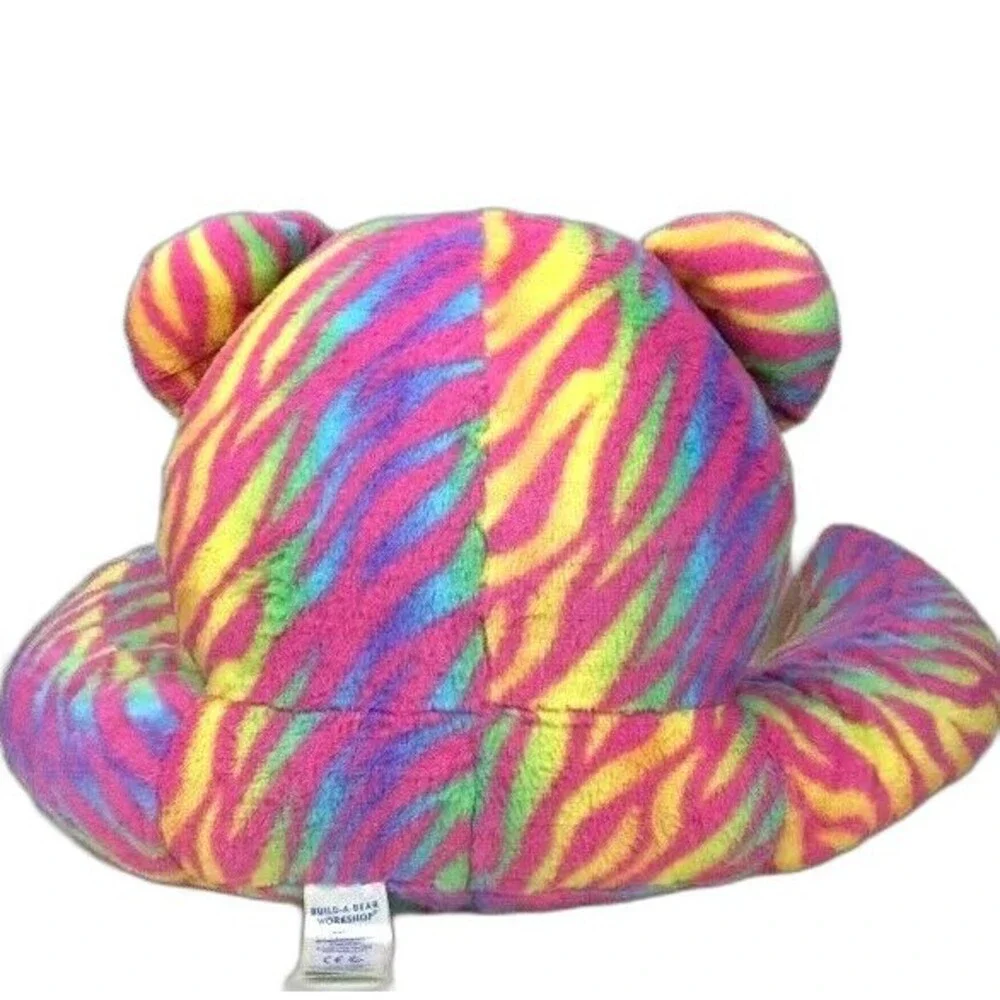 Build-A-Bear - Rainbow Bear - Zebra-Print - Kids Reading Pillow